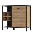 High Rock Storage Unit Display Cabinet In Matt Black and Riviera Oak - Price Crash Furniture