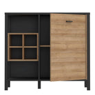 High Rock Storage Unit Display Cabinet In Matt Black and Riviera Oak - Price Crash Furniture