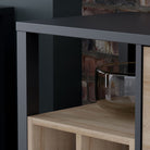 High Rock Storage Unit Display Cabinet In Matt Black and Riviera Oak - Price Crash Furniture