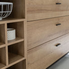 High Rock Large Wide Sideboard Buffet Unit In Matt Black & Riviera Oak - Price Crash Furniture