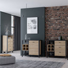 High Rock 4 Drawer Chest Of Drawers In Matt Black and Riviera Oak - Price Crash Furniture