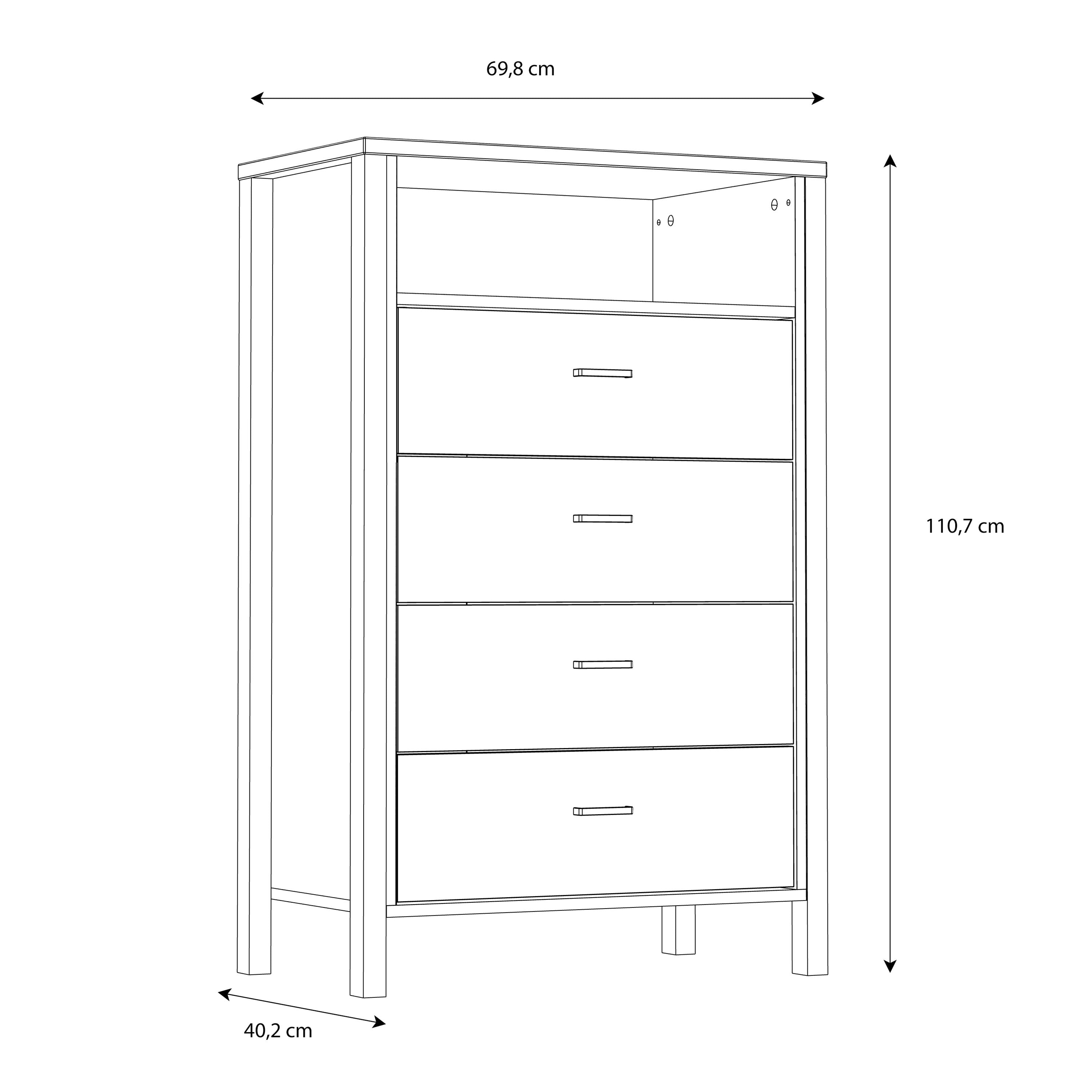 High Rock 4 Drawer Chest Of Drawers In Matt Black and Riviera Oak - Price Crash Furniture