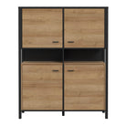 High Rock Storage Cabinet Cupboard In Matt Black/Riviera Oak - Price Crash Furniture