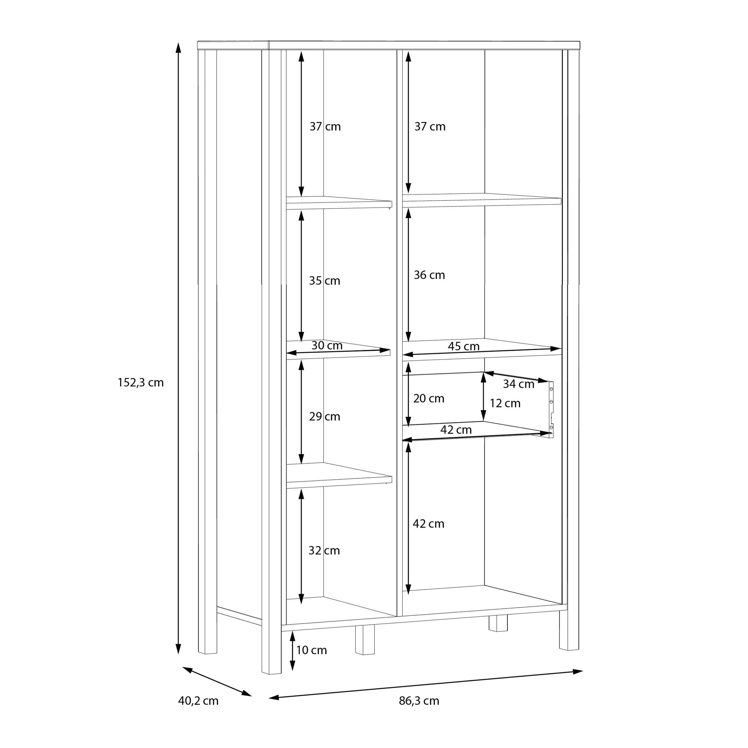 High Rock Wide Storage Shelving Unit and Cupboard In Matt Black and Riviera Oak - Price Crash Furniture