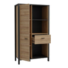 High Rock Wide Storage Shelving Unit and Cupboard In Matt Black and Riviera Oak - Price Crash Furniture