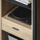 High Rock Wide Storage Shelving Unit and Cupboard In Matt Black and Riviera Oak - Price Crash Furniture