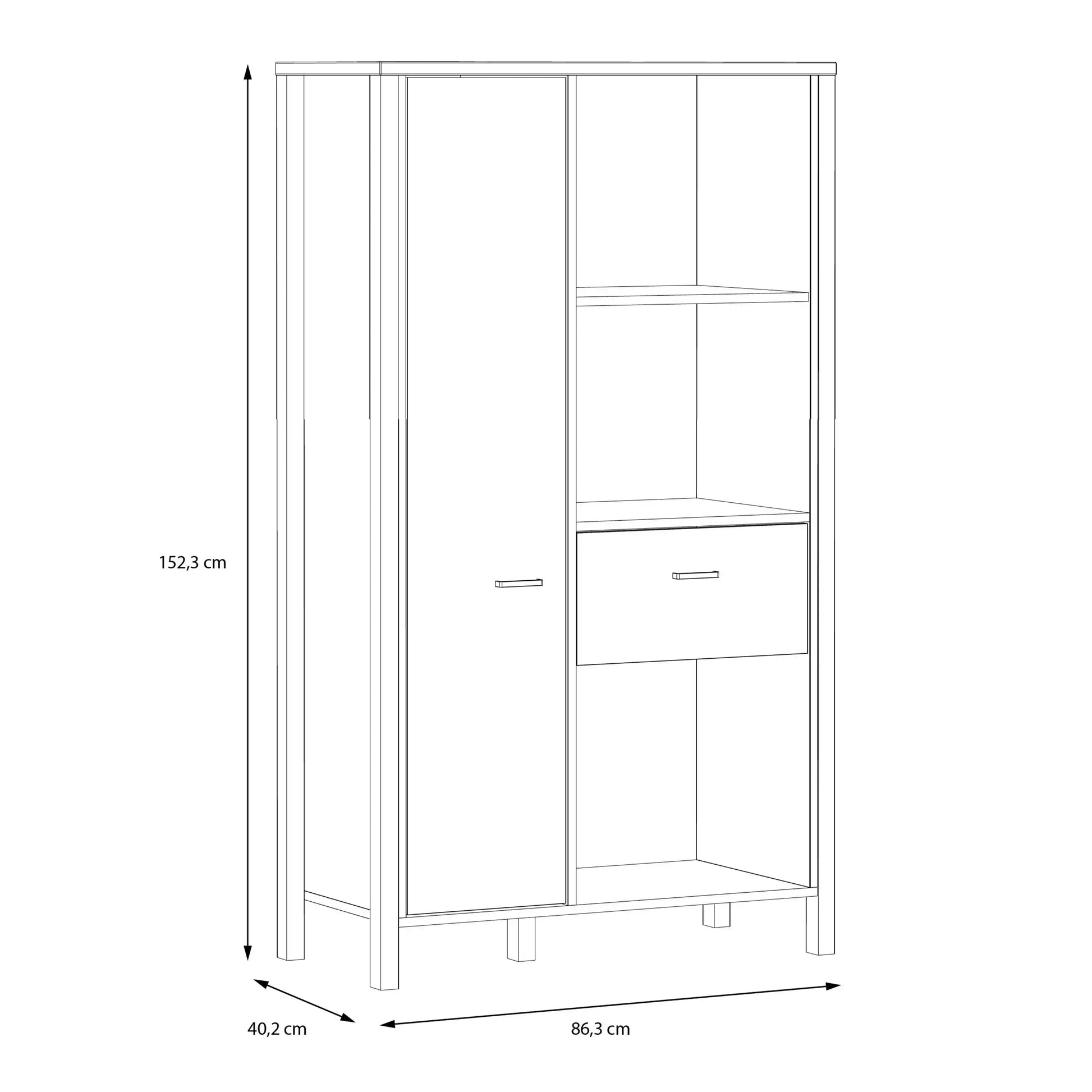 High Rock Wide Storage Shelving Unit and Cupboard In Matt Black and Riviera Oak - Price Crash Furniture