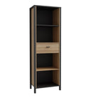 High Rock Display Shelf Unit In Matt Black & Riviera Oak - Price Crash Furniture