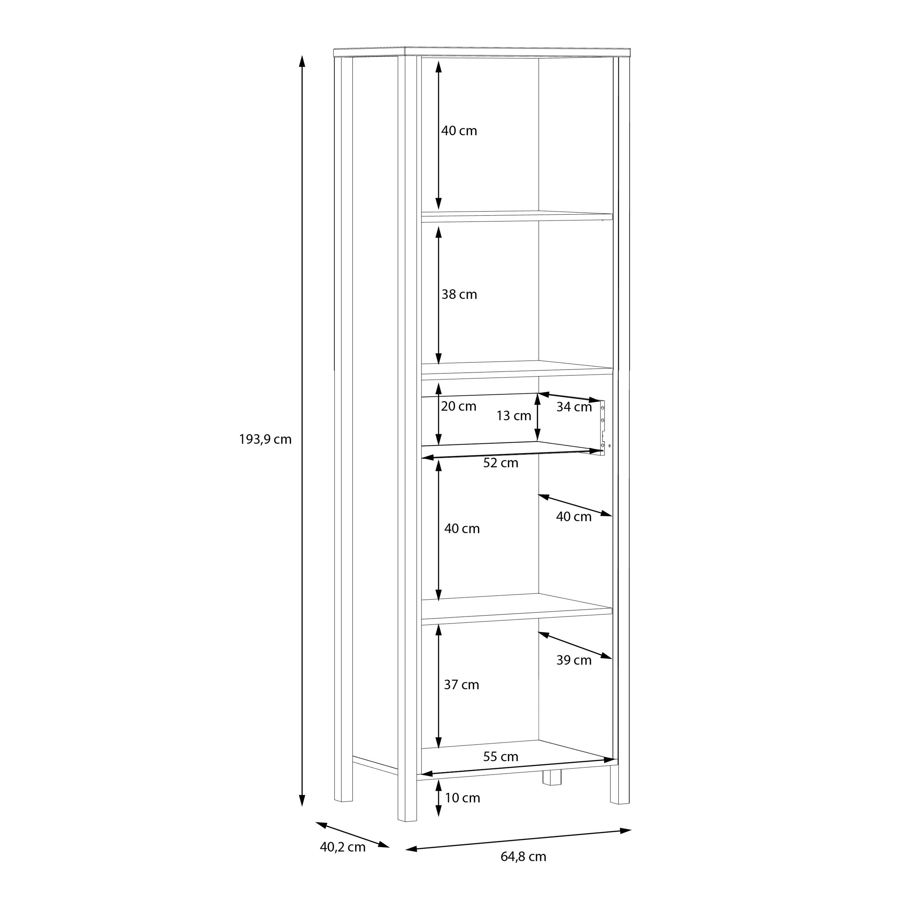 High Rock Display Shelf Unit In Matt Black & Riviera Oak - Price Crash Furniture