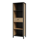 High Rock Display Shelf Unit In Matt Black & Riviera Oak - Price Crash Furniture