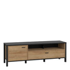 High Rock TV Unit In Matt Black/Riviera Oak - Price Crash Furniture