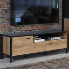 High Rock TV Unit In Matt Black/Riviera Oak - Price Crash Furniture