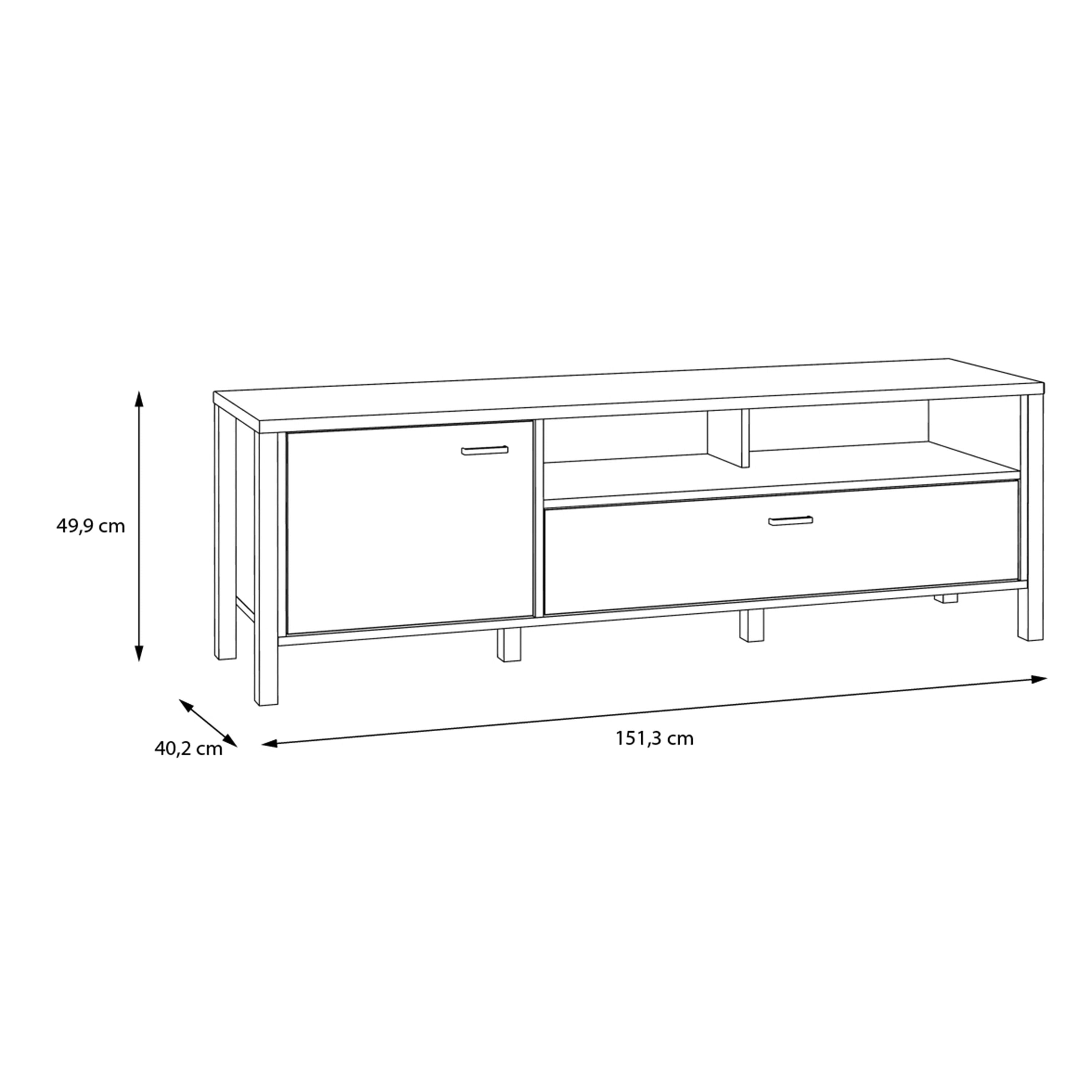 High Rock TV Unit In Matt Black/Riviera Oak - Price Crash Furniture