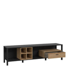 High Rock Large Wide TV Cabinet In Matt Black & Riviera Oak - Price Crash Furniture