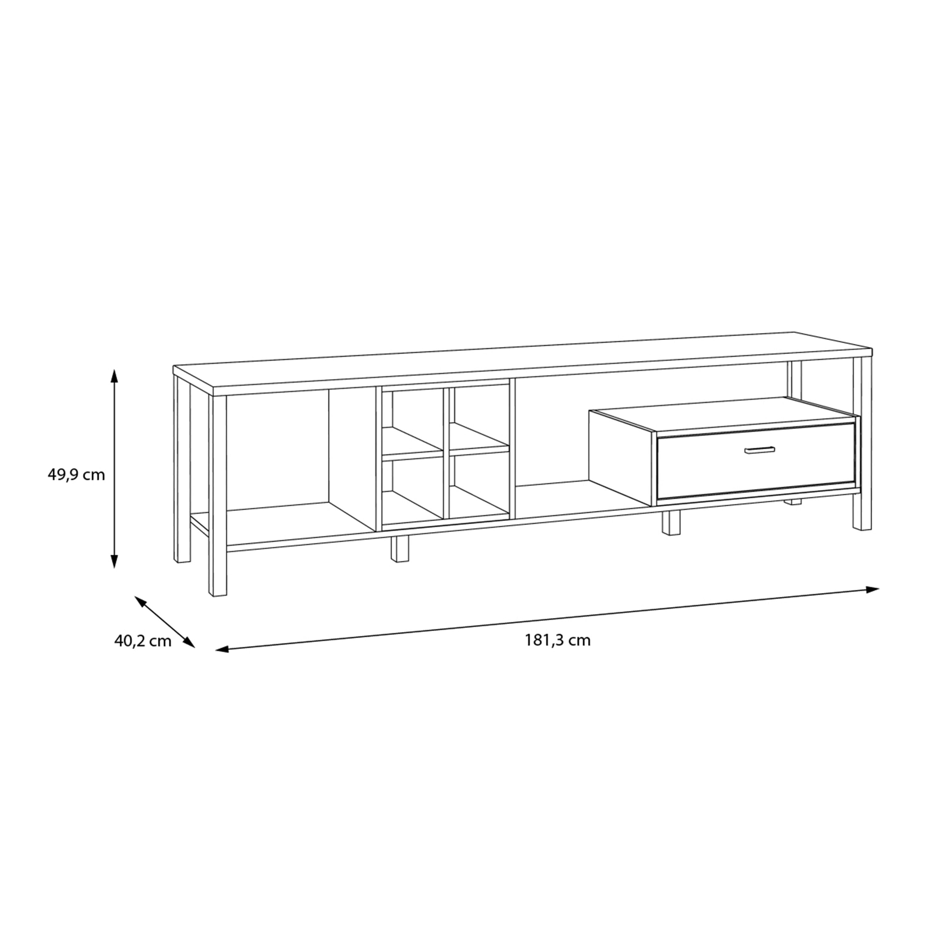 High Rock Large Wide TV Cabinet In Matt Black & Riviera Oak - Price Crash Furniture