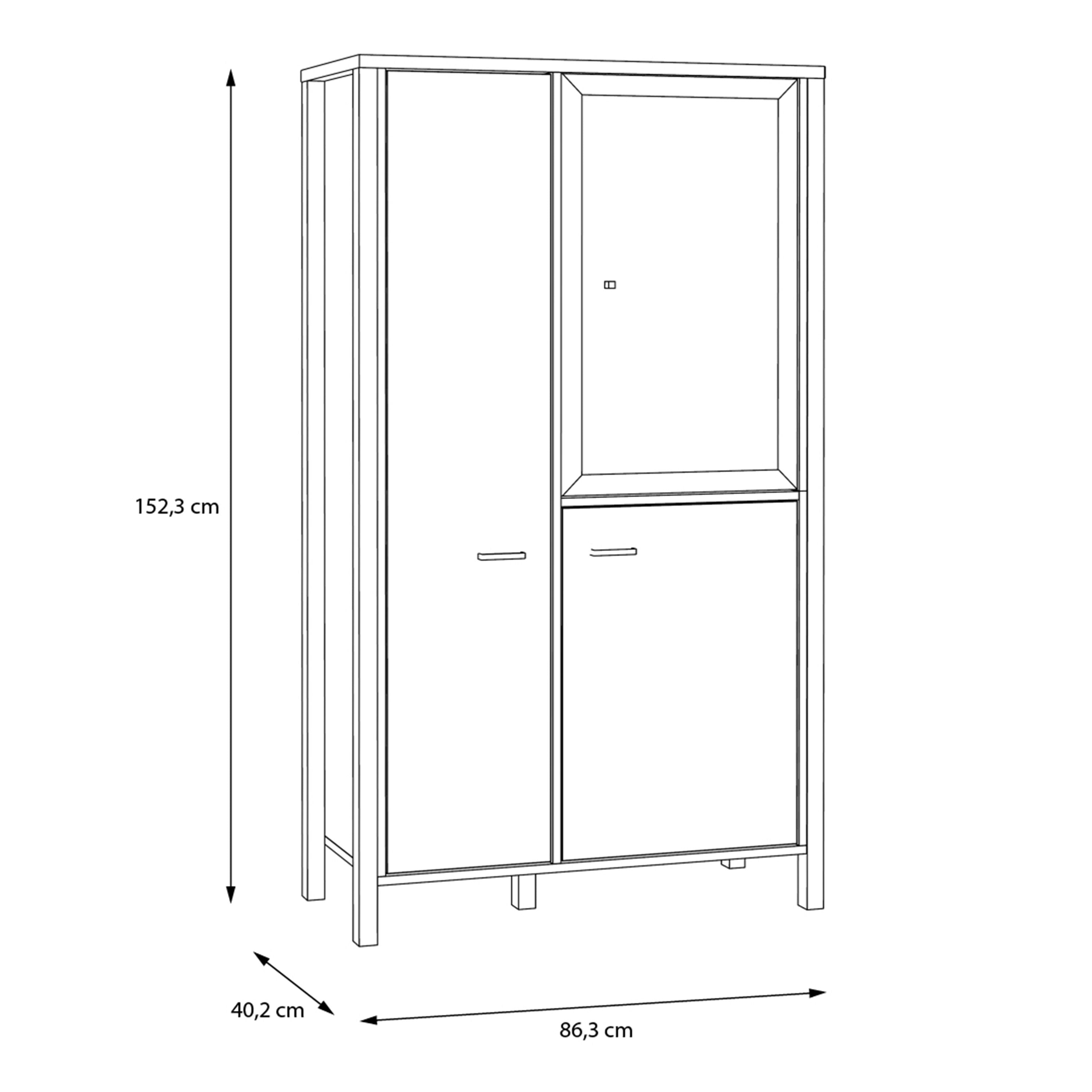 High Rock Small Display Cabinet Unit In Matt Black and Riviera Oak - Price Crash Furniture