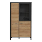 High Rock Small Display Cabinet Unit In Matt Black and Riviera Oak - Price Crash Furniture