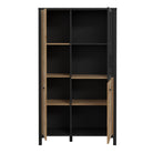 High Rock Small Display Cabinet Unit In Matt Black and Riviera Oak - Price Crash Furniture