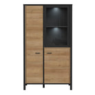 High Rock Small Display Cabinet Unit In Matt Black and Riviera Oak - Price Crash Furniture