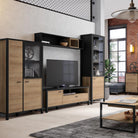 High Rock Small Display Cabinet Unit In Matt Black and Riviera Oak - Price Crash Furniture