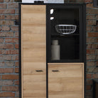 High Rock Small Display Cabinet Unit In Matt Black and Riviera Oak - Price Crash Furniture