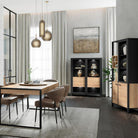 High Rock Extra Wide Display Cabinet Unit In Matt Black and Riviera Oak - Price Crash Furniture