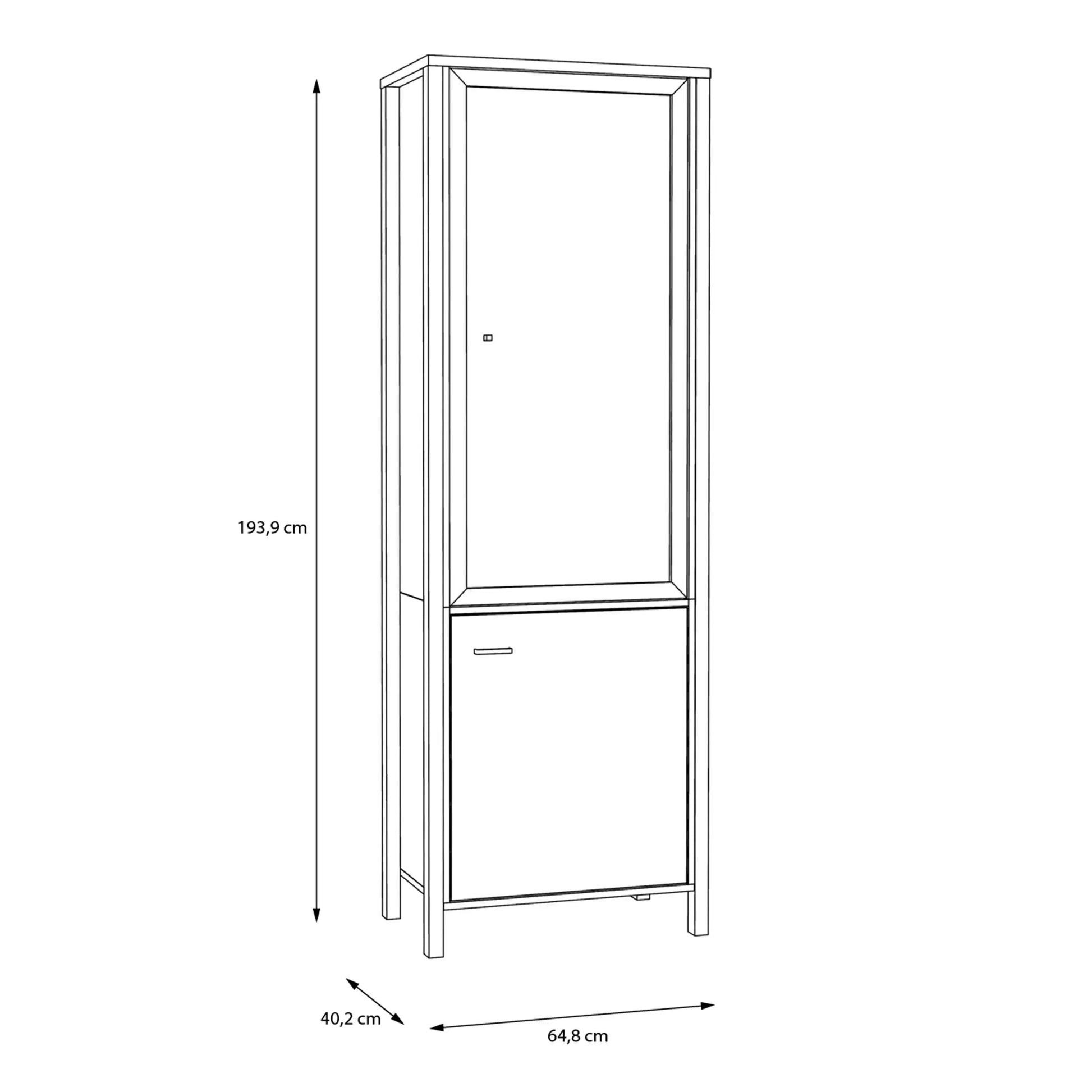 High Rock Wide Display Cabinet Unit In Matt Black & Riviera Oak - Price Crash Furniture