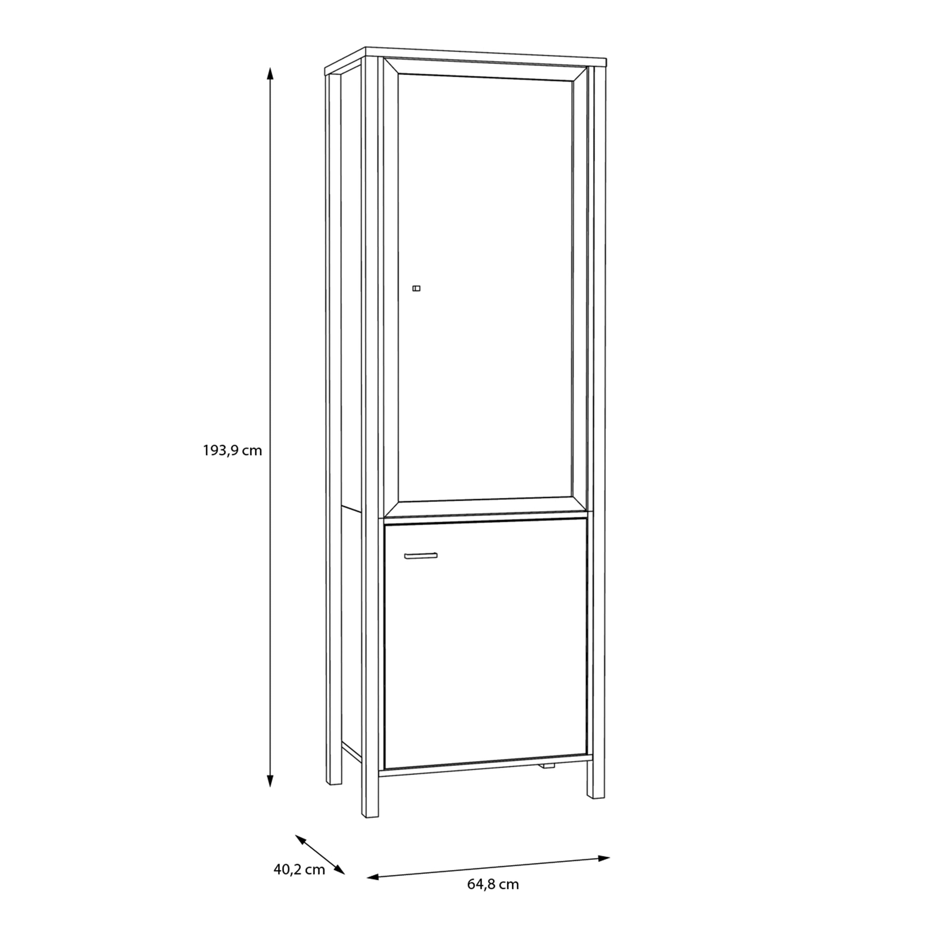 High Rock Wide Display Cabinet Unit In Matt Black & Riviera Oak - Price Crash Furniture