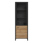 High Rock Wide Display Cabinet Unit In Matt Black & Riviera Oak - Price Crash Furniture