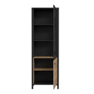 High Rock Wide Display Cabinet Unit In Matt Black & Riviera Oak - Price Crash Furniture