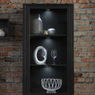 High Rock Wide Display Cabinet Unit In Matt Black & Riviera Oak - Price Crash Furniture