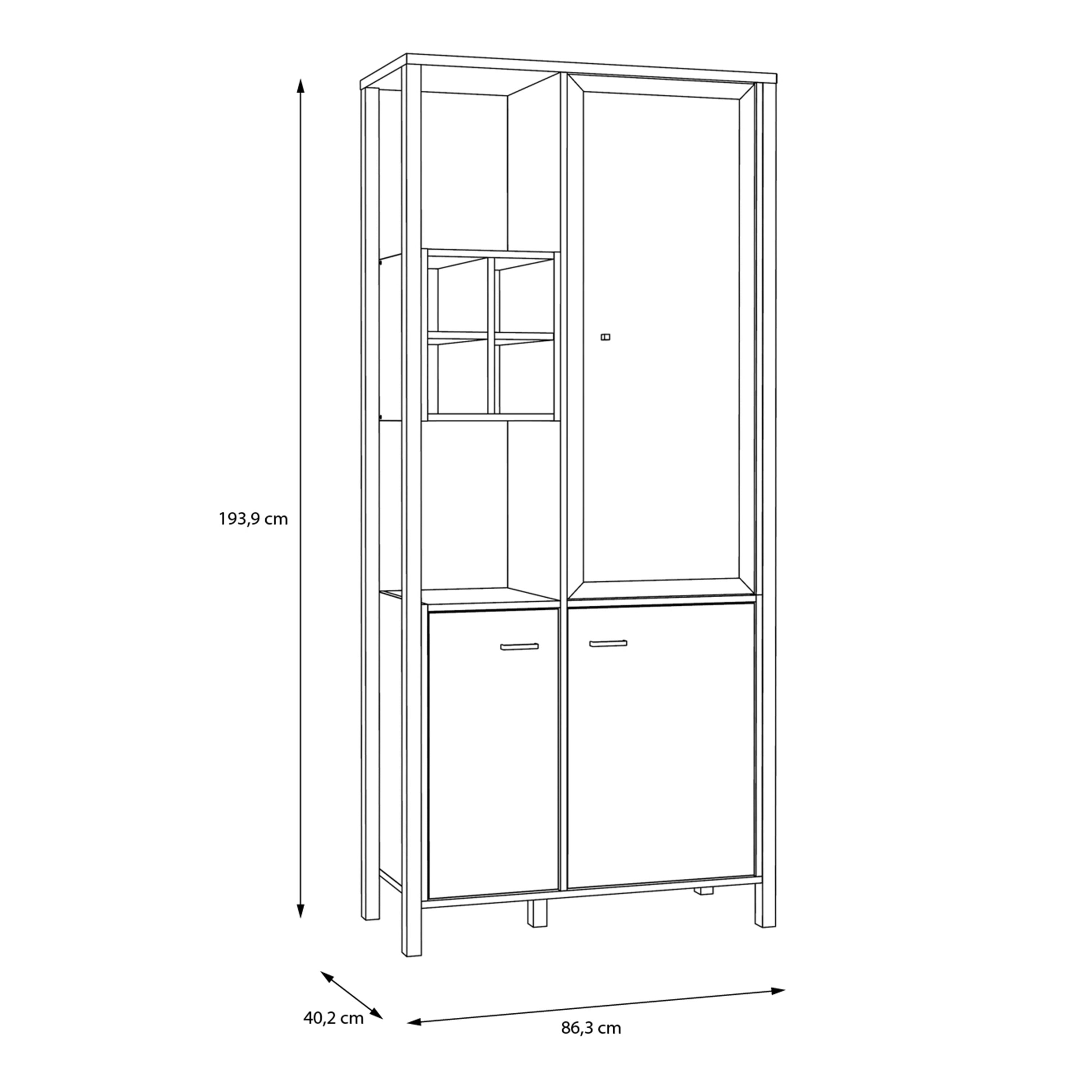 High Rock Display Cabinet Unit In Matt Black & Riviera Oak - Price Crash Furniture