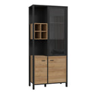 High Rock Display Cabinet Unit In Matt Black & Riviera Oak - Price Crash Furniture