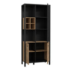 High Rock Display Cabinet Unit In Matt Black & Riviera Oak - Price Crash Furniture