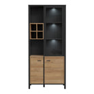 High Rock Display Cabinet Unit In Matt Black & Riviera Oak - Price Crash Furniture