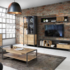 High Rock Display Cabinet Unit In Matt Black & Riviera Oak - Price Crash Furniture