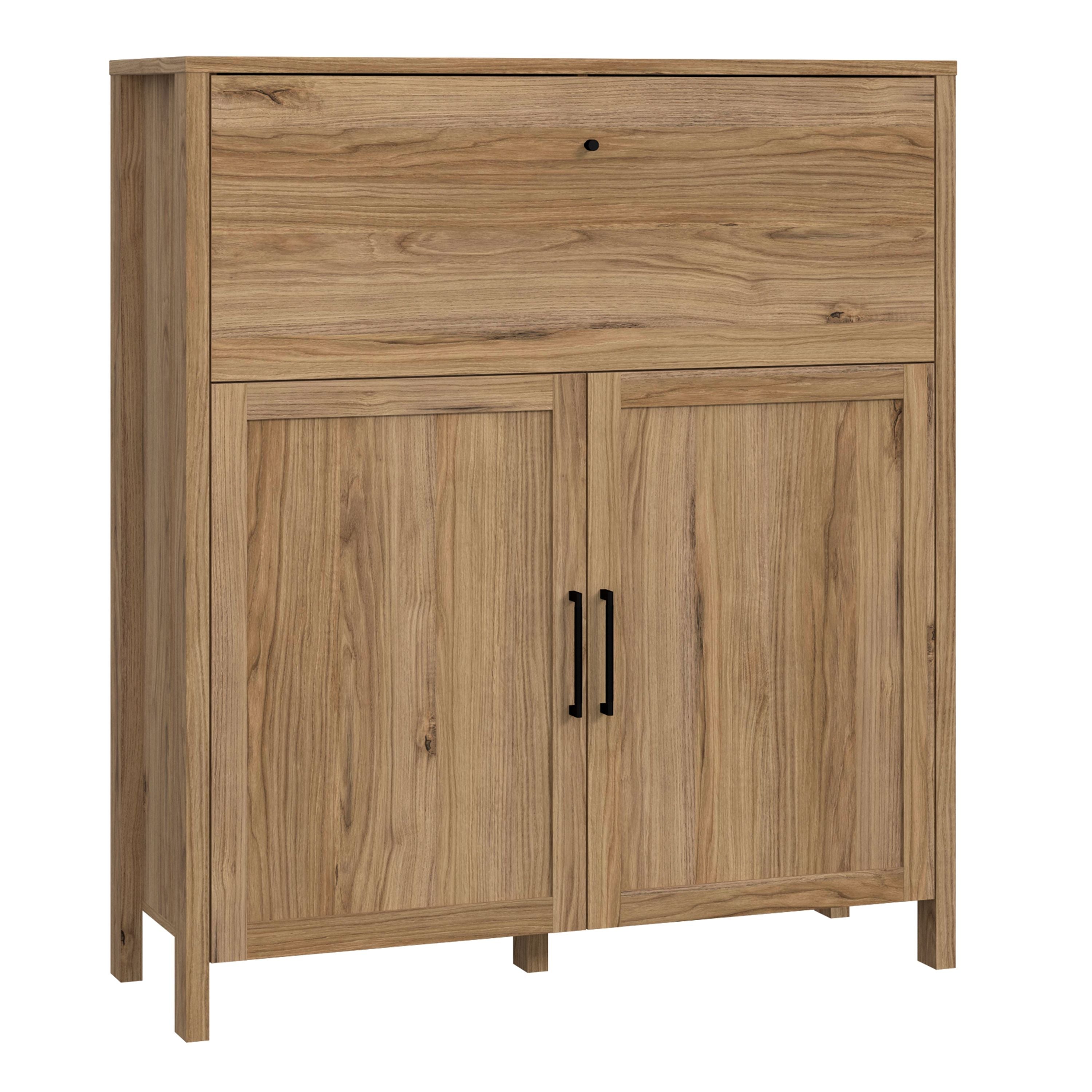 Malte Brun Bar Chest Sideboard Unit In Waterford Oak - Price Crash Furniture