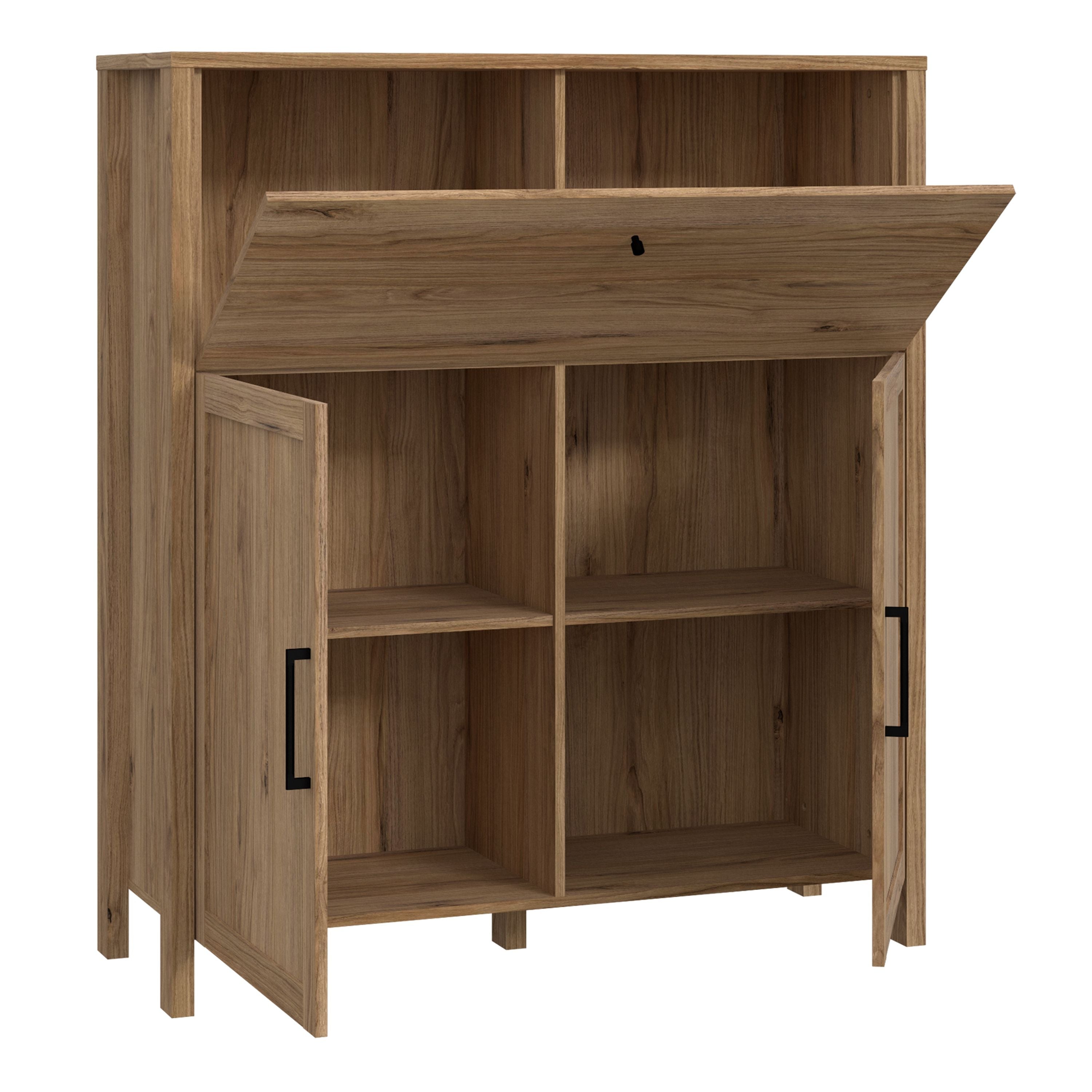 Malte Brun Bar Chest Sideboard Unit In Waterford Oak - Price Crash Furniture