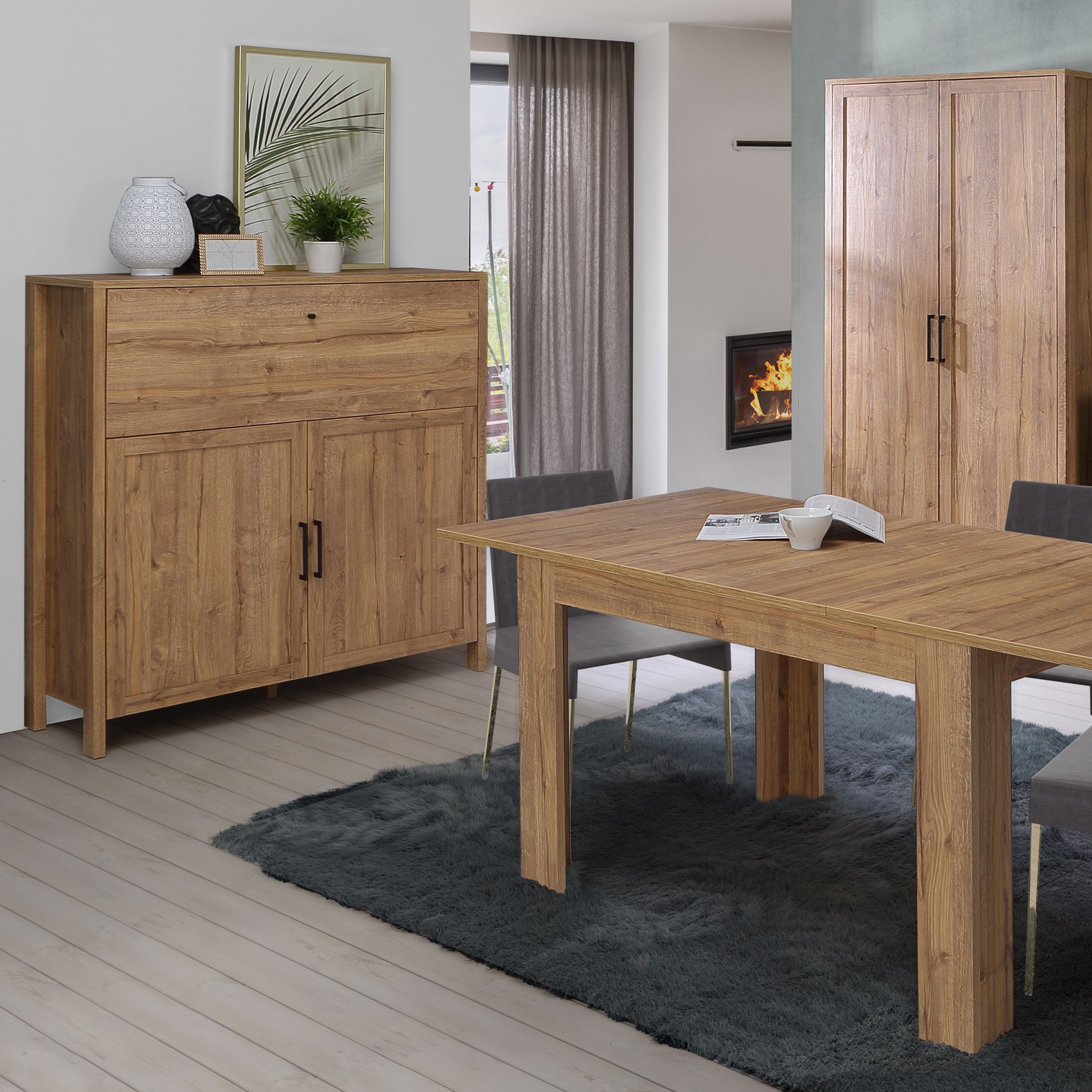 Malte Brun Bar Chest Sideboard Unit In Waterford Oak - Price Crash Furniture