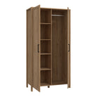 Malte Brun Double Wardrobe with Shelves In Waterford Oak - Price Crash Furniture