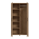 Malte Brun Double Wardrobe with Shelves In Waterford Oak - Price Crash Furniture