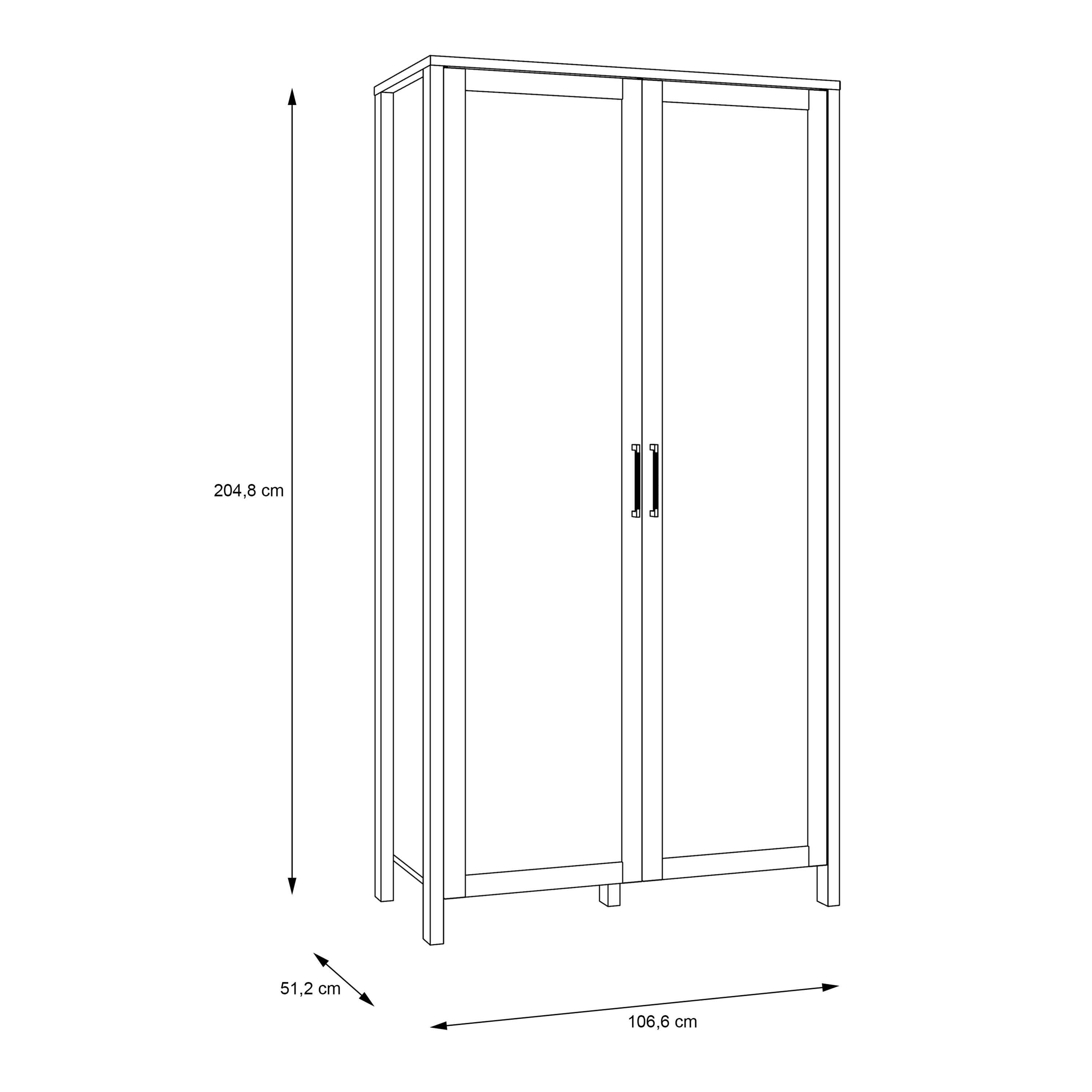 Malte Brun Double Wardrobe with Shelves In Waterford Oak - Price Crash Furniture