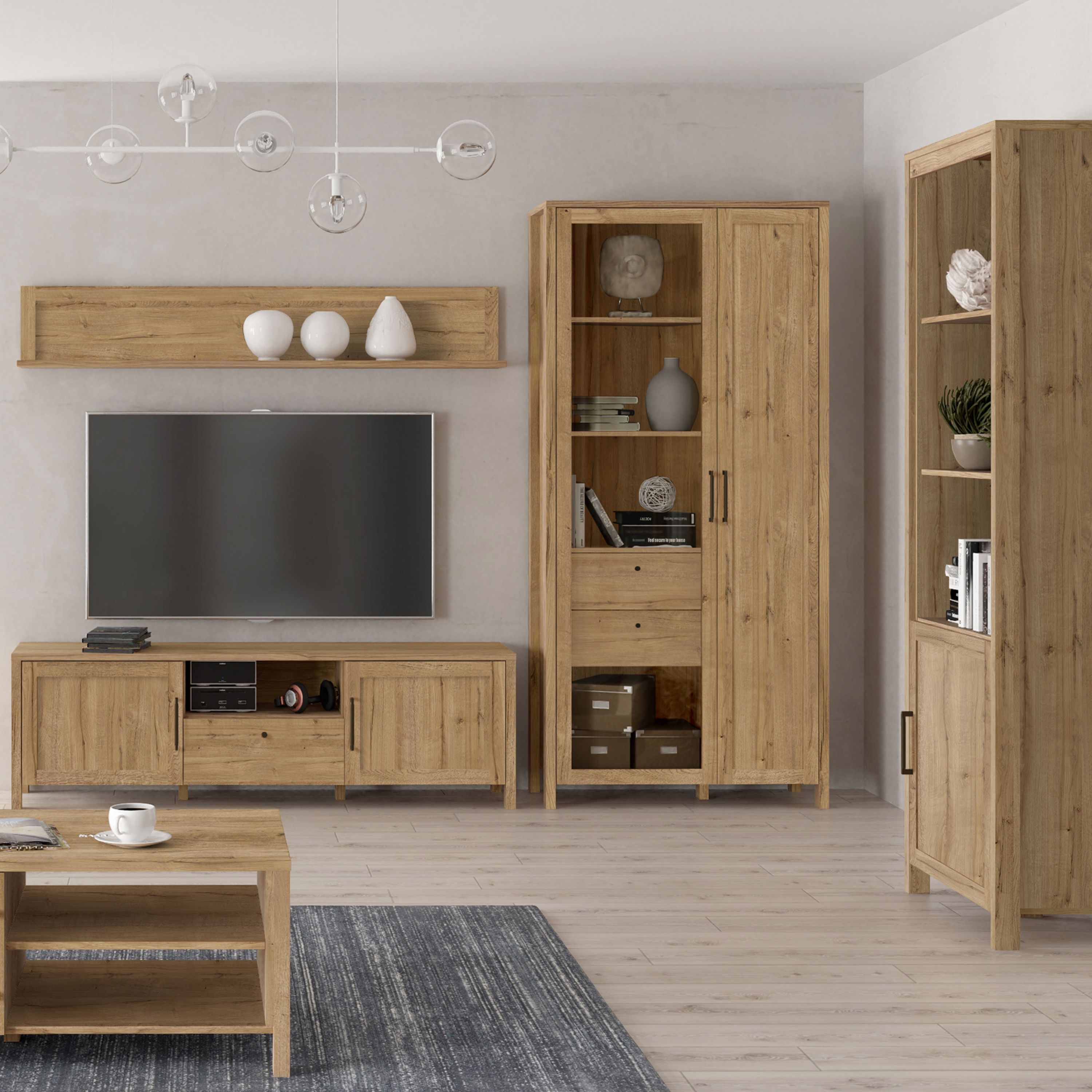 Malte Brun Display Cabinet In Waterford Oak - Price Crash Furniture