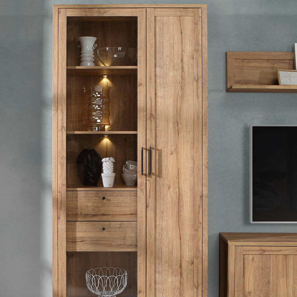 Malte Brun Display Cabinet In Waterford Oak - Price Crash Furniture