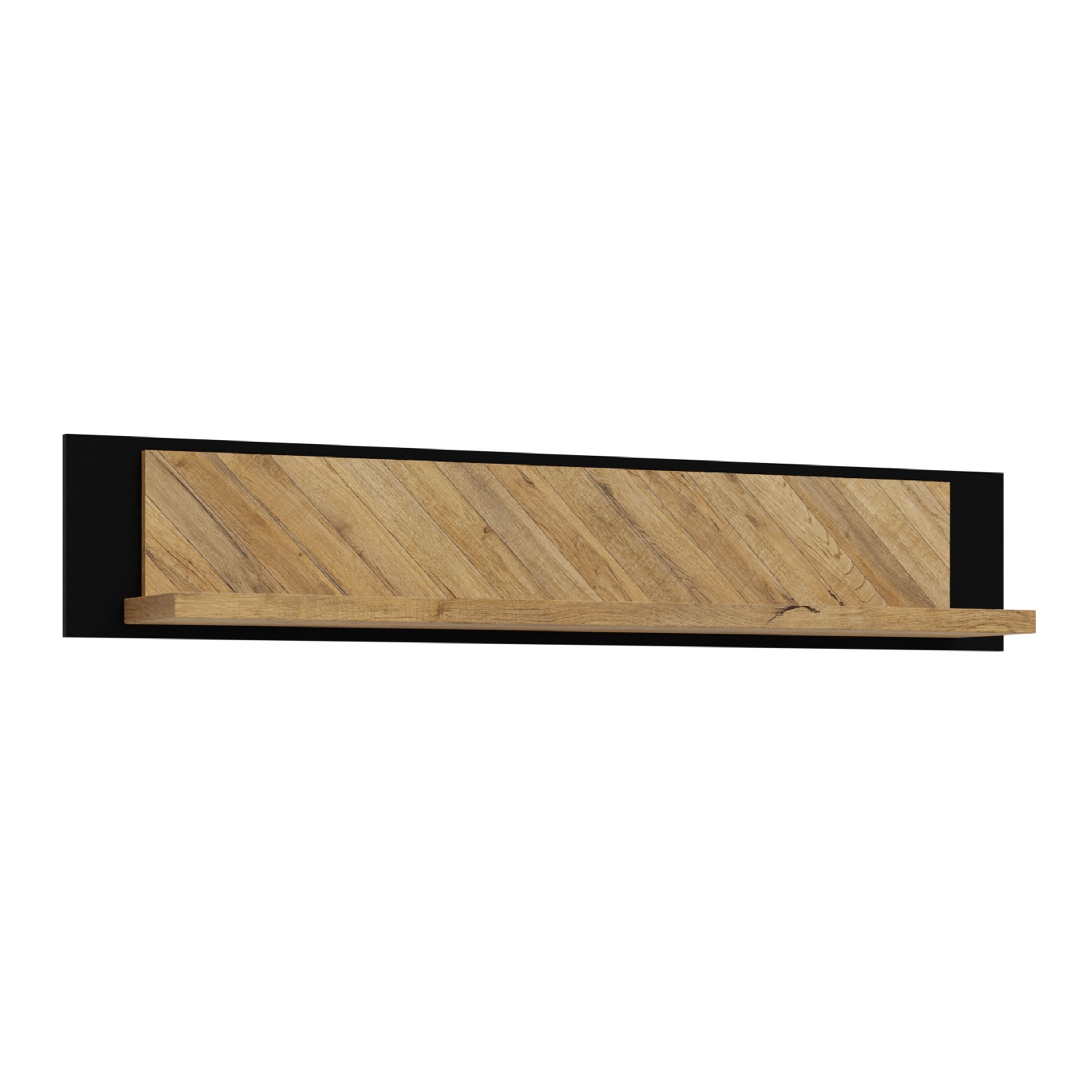 Nikomedes Floating Wall Shelf 140cm In Oak & Black - Price Crash Furniture