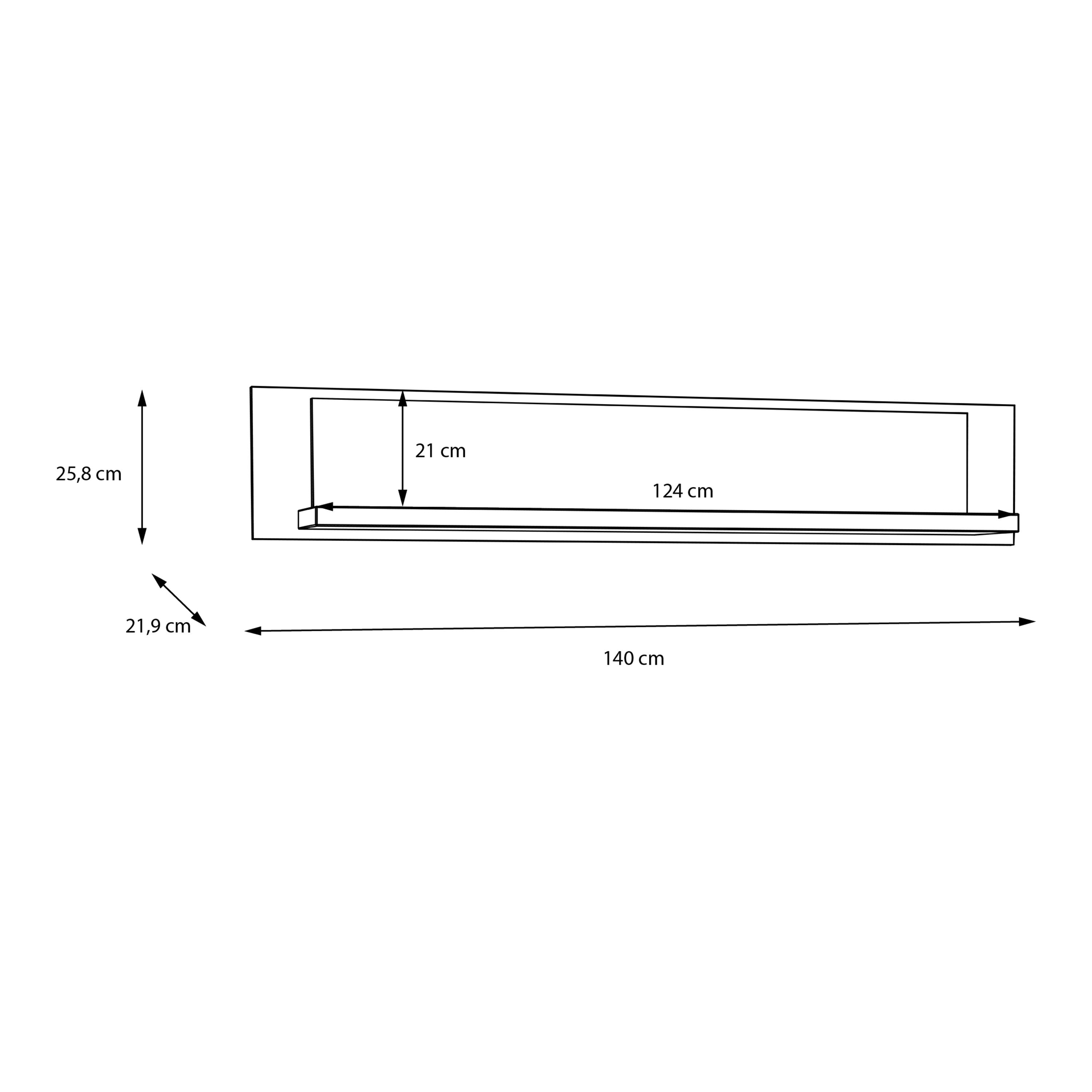 Nikomedes Floating Wall Shelf 140cm In Oak & Black - Price Crash Furniture