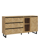 Nikomedes Wide Sideboard Buffet Unit In Oak Parquet Finish - Price Crash Furniture