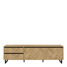 Nikomedes TV Cabinet Unit In Herringbone Parquet Style Oak Finish - Price Crash Furniture