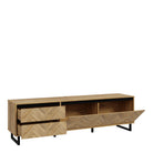 Nikomedes TV Cabinet Unit In Herringbone Parquet Style Oak Finish - Price Crash Furniture