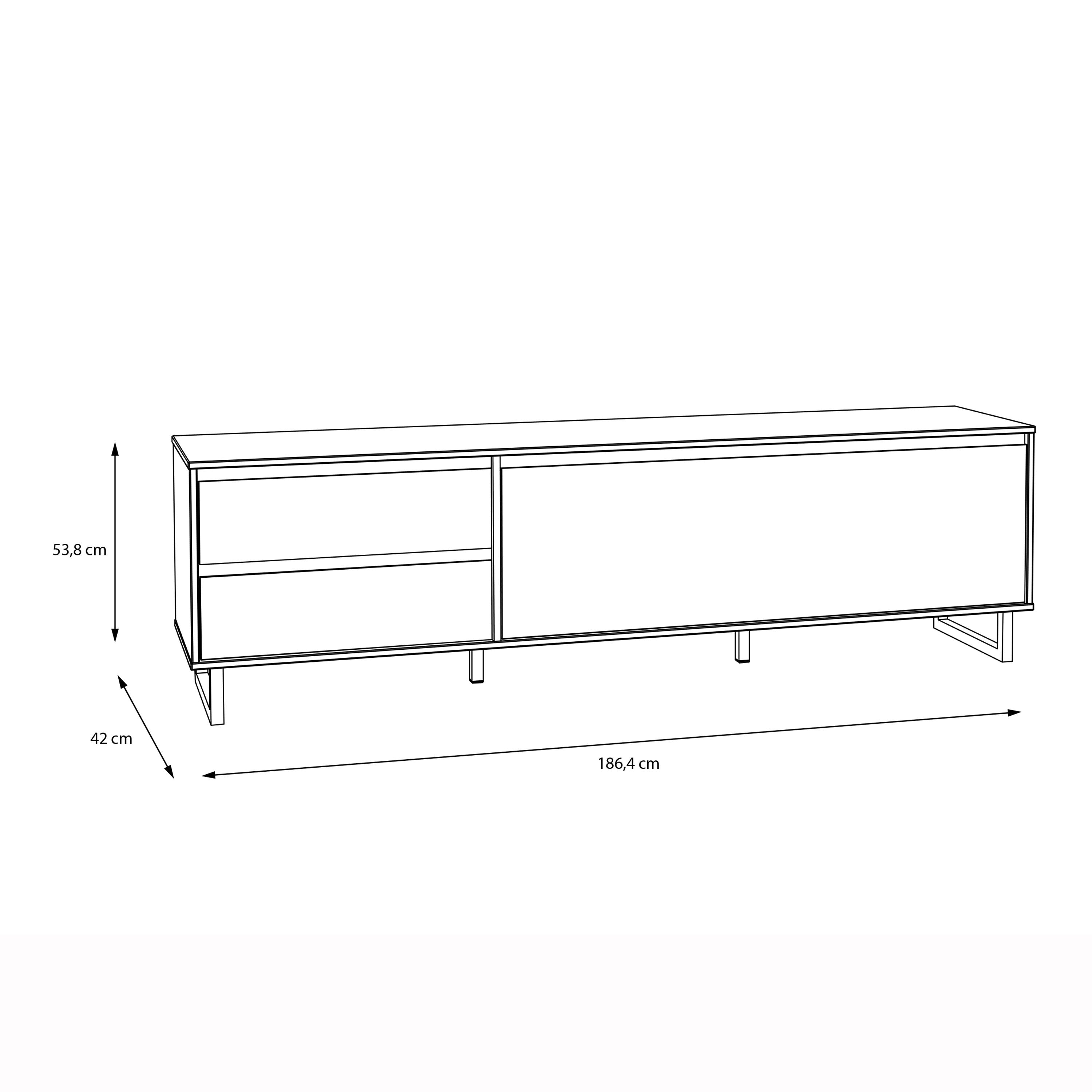 Nikomedes TV Cabinet Unit In Herringbone Parquet Style Oak Finish - Price Crash Furniture